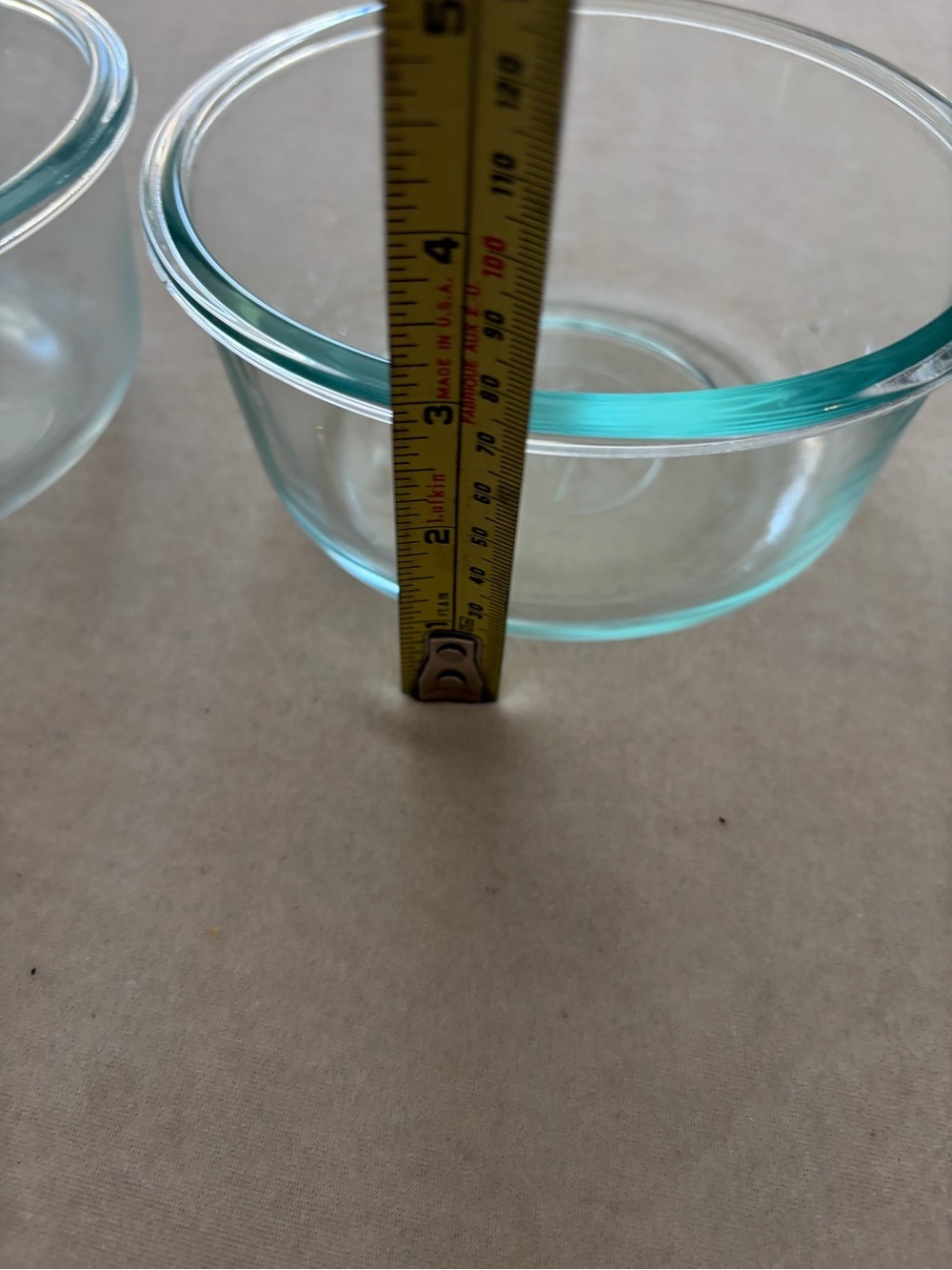 Pyrex Clear Glass Prep Bowls with Aqua Tint set of 3 - Picture 5 of 10